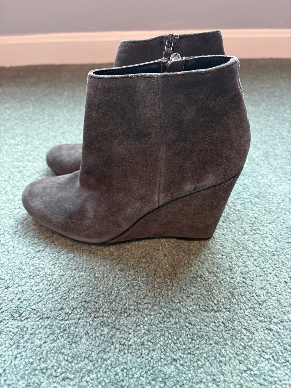 Dolce Vita Gray Suede Wedge Ankle Boots